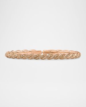Sculpted Cable Flex Bracelet with Diamonds in 18K Rose Gold, 5mm