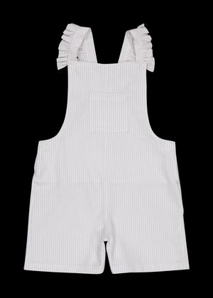 Petite Lucette - Salopette rayée en coton bio - Taille 8A - Blanc