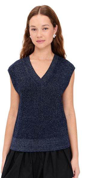 LE BOP Nova Metallic Sweater Vest Oatmeal M