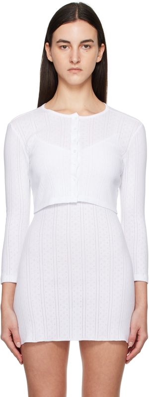 Cou Cou White 'The Crop Cardi' Cardigan