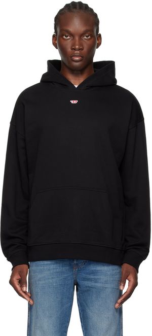 Diesel Pull à capuche droit noir à écusson à logo