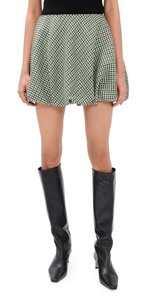 La Ligne Houndstooth Bubble Skirt Cream/Forest 4