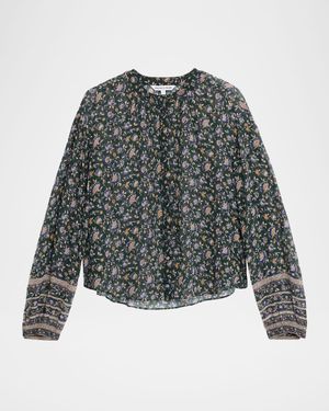 Lollie Long-Sleeve Silk Blouse