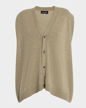 Cashmere A-Line Sleeveless V-Neck Cardigan (Mid Plus Length)