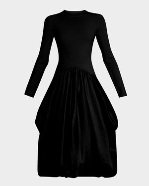 Kenlie Mixed Media Bubble Midi Dress