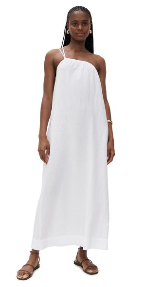 Stateside Linen Asymmetric Tie Maxi Dress White M