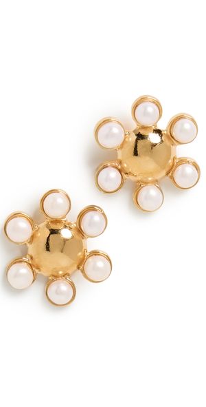 MAYAMAR Flower Pearl Earrings Gold One Size