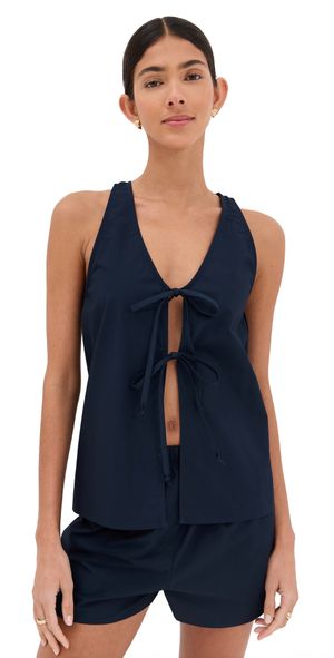 LE BOP Minnie Tie Front Top White L