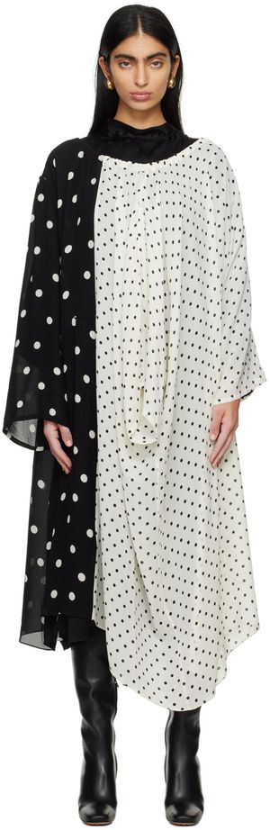 MARIE ADAM-LEENAERDT Black & White Garland Of 3 Midi Dress