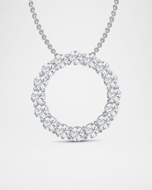 Lab Grown Diamond 18K White Gold Open Circle Pendant Necklace