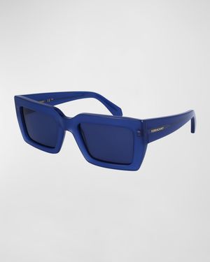Classic Logo Acetate Rectangle Sunglasses