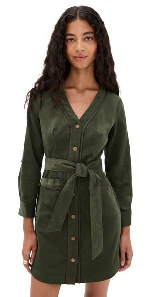 Shoshanna Manon Corduroy Dress Forest Green 4