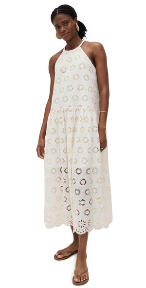 Madewell Embroidered Drop-Waist Maxi Dress Floral Eyelet L