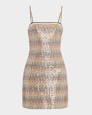Ivanna Sequined Chevron Mini Dress