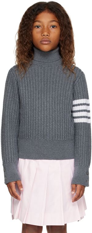 Thom Browne Kids Gray 4-Bar Sweater