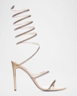 Crystal Snake Ankle-Wrap Sandals