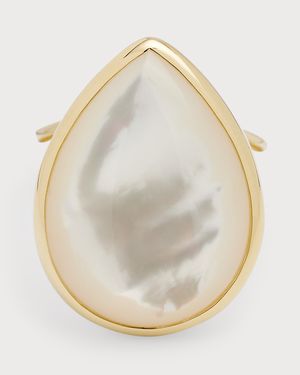 18k Polished Rock Candy Medium Teardrop Ring in Mother of Pearl, Size 7