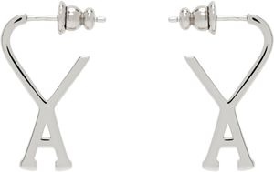 AMI Paris Silver Brass Small Ami de Coeur Hoop Earrings