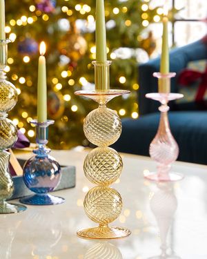 12" Amber Candle Holder