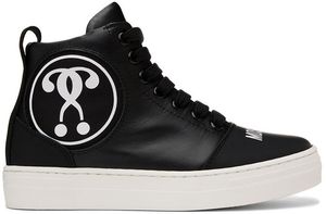 Moschino Kids Black Patch High Sneakers