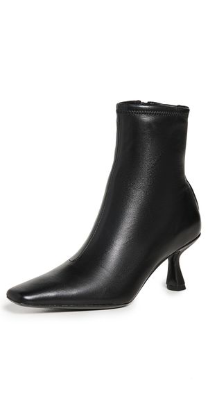 Loeffler Randall Thandy Curved Heel Ankle Boots Black 10.5