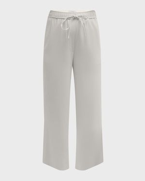 Italian Stretch Twill Straight-Leg Ankle Pull-On Pants