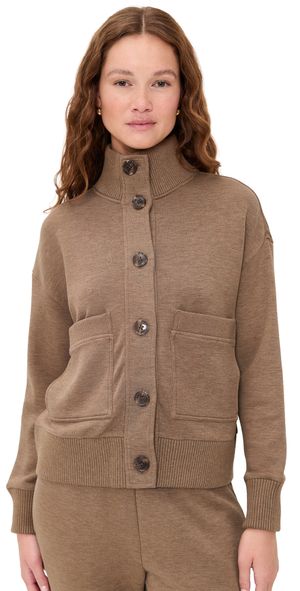 Varley Sabrina Button Through Sweat Golden Bronze Marl XS