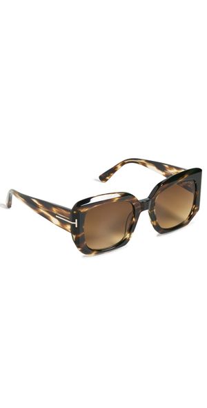 Tom Ford Carla Sunglasses Brown Striped Honey/Grad Brown One Size
