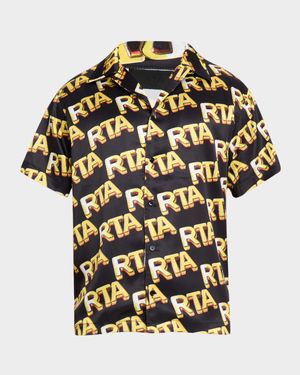 Men's Nathan Short-Sleeve Satin Logo Shirt