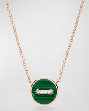18K Rose Gold Dot Malachite and Mother of Pearl Pendant Necklace