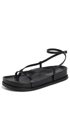 Loeffler Randall Ankle Wrap Footbed Sandals Black 9