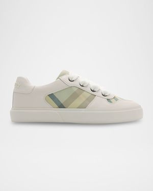 Kid's Noah Check Low-Top Leather Sneakers, Toddler/Kids