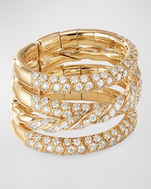 Paveflex Four-Row Ring in 18K Gold with Diamonds