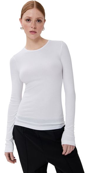 Tibi Circular Ribbed Crew Neck Pullover T-Shirt Black M