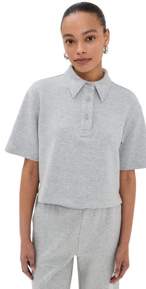LE BOP Josephine Polo Top Heather Grey XL
