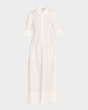 Claudine Linen-Blend Midi Shirtdress