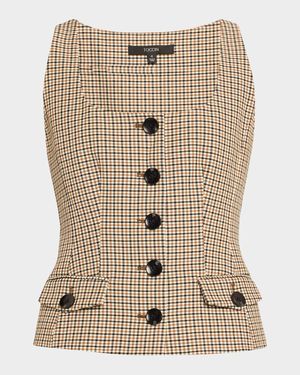 Georgia Plaid Scoop-Neck Vest