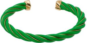 Bottega Veneta Green & Gold Twist Cuff Bracelet