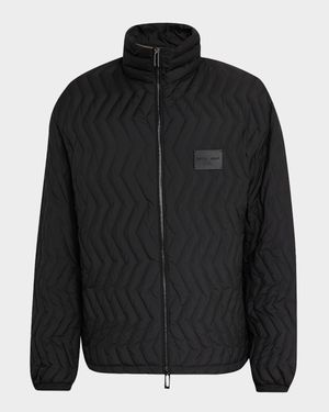 Men's Chevron Quilted Padded Down Jacket