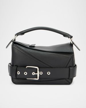 Puzzle Biker Top-Handle Bag in Shiny Leather