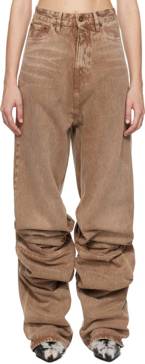 Y/Project Brown Draped Cuff Jeans