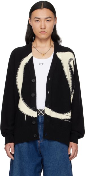 Off-White Cardigan noir et blanc à logo surdimensionné