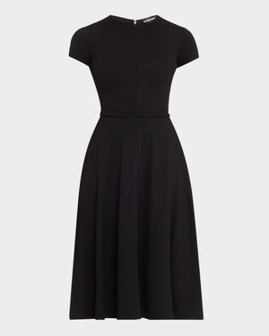 Zip-Front Milano Jersey Midi Dress