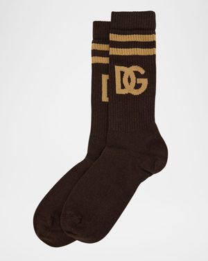 Men's Cotton Knit Large Logo Sport Socks