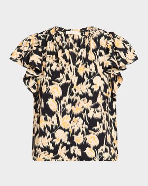 Lilo Flutter-Sleeve Blouse