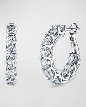 18K White Gold Diamond Hoop Earrings, 3.30tcw/0.75"L