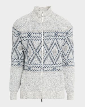 Men's Fair Isle Alpaca-Blend Zip Cardigan