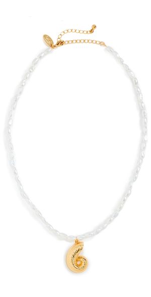 Kenneth Jay Lane Gold Seashell Pendant Necklace Pearl/Gold One Size