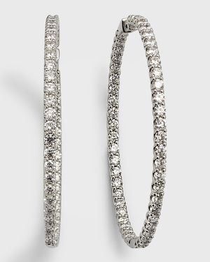 Lab Grown Diamond 18K White Gold Round Hoop Earrings, 2.5"L, 12.5tcw