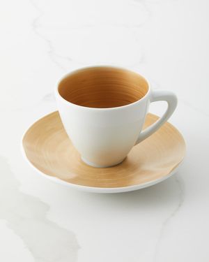 Brushstroke Gold Espresso Cup & Saucer Set, Set of 8